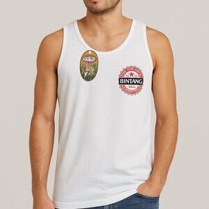 Krisna Bali Bintang Beer Tank‎ Top Men’s L White Sleeveless Tee Indo Bar Graphic